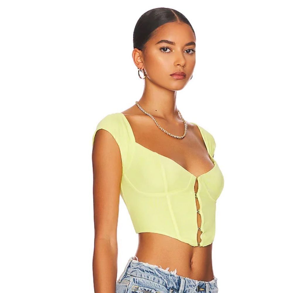 AFRM Myla Corset Crop Top in Sunny Lime NWT size XS - Picture 7 of 12